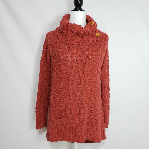 Anthropologie Moth Rust Cable Knit Cowl Sweater - Picture 2 of 6